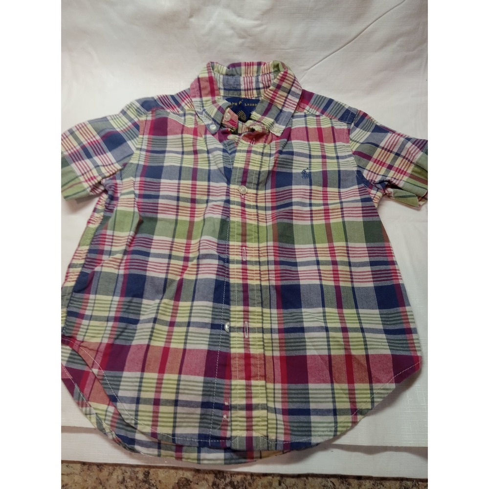 Polo Ralph Lauren Toddler Boys Multi  Plaid Short Sleeve Button Down Shirt 2T